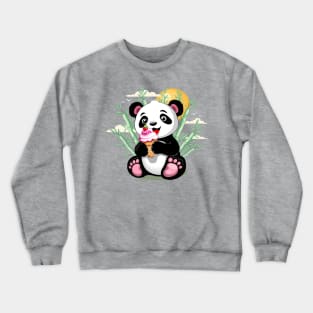 Panda Baby with Ice Cream Summer Character Crewneck Sweatshirt